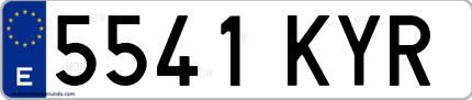 Ejemplo de matrícula de coche ordinaria 5541 KYR