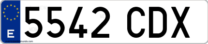 Ejemplo de matrícula de coche ordinaria 5542 CDX