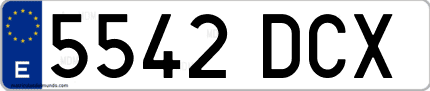 Ejemplo de matrícula de coche ordinaria 5542 DCX