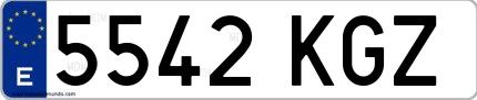 Ejemplo de matrícula española 5542 KGZ