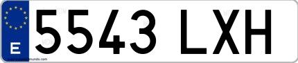 Ejemplo de matrícula española 5543 LXH