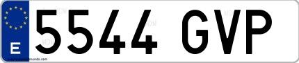 Ejemplo de matrícula española 5544 GVP