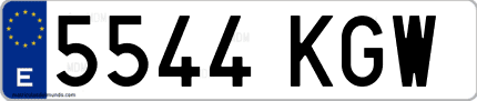 Ejemplo de matrícula de coche ordinaria 5544 KGW