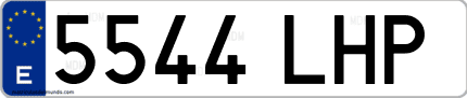 Ejemplo de matrícula de coche ordinaria 5544 LHP