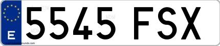 Ejemplo de matrícula española 5545 FSX