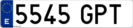 Ejemplo de matrícula de coche ordinaria 5545 GPT