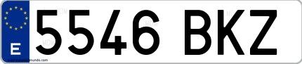 Ejemplo de matrícula española 5546 BKZ