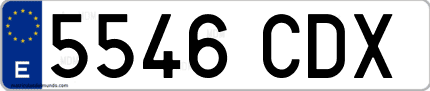Ejemplo de matrícula de coche ordinaria 5546 CDX