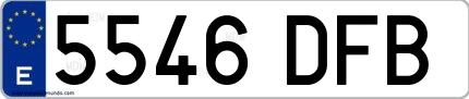 Ejemplo de matrícula española 5546 DFB