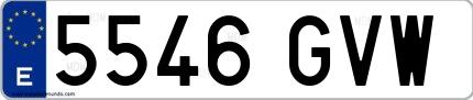 Ejemplo de matrícula española 5546 GVW