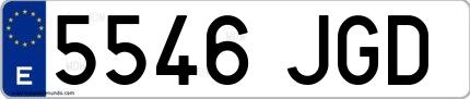 Ejemplo de matrícula española 5546 JGD