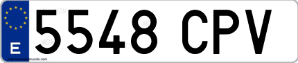 Ejemplo de matrícula de coche ordinaria 5548 CPV