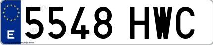Ejemplo de matrícula española 5548 HWC