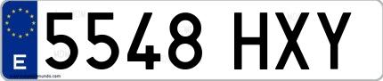 Ejemplo de matrícula española 5548 HXY