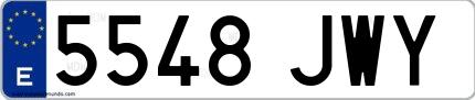Ejemplo de matrícula española 5548 JWY