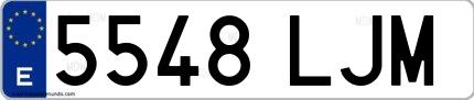 Ejemplo de matrícula española 5548 LJM