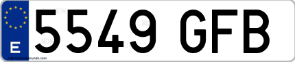 Ejemplo de matrícula de coche ordinaria 5549 GFB