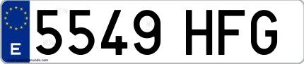 Ejemplo de matrícula española 5549 HFG