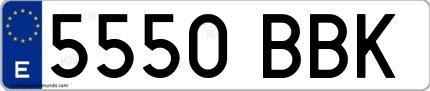 Ejemplo de matrícula española 5550 BBK