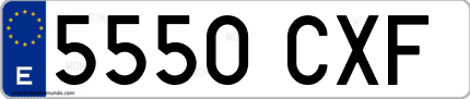 Ejemplo de matrícula de coche ordinaria 5550 CXF
