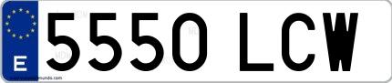 Ejemplo de matrícula española 5550 LCW