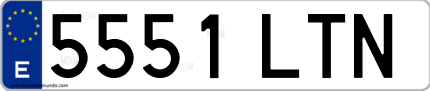 Ejemplo de matrícula de coche ordinaria 5551 LTN