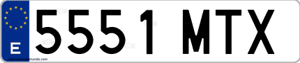Ejemplo de matrícula de coche ordinaria 5551 MTX