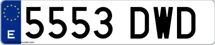 Ejemplo de matrícula española 5553 DWD