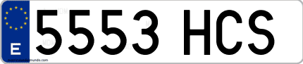 Ejemplo de matrícula de coche ordinaria 5553 HCS