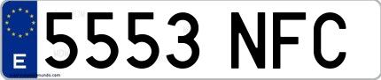 Ejemplo de matrícula española 5553 NFC