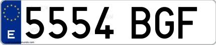 Ejemplo de matrícula española 5554 BGF