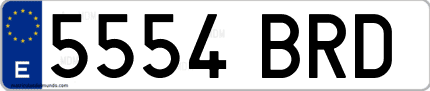 Ejemplo de matrícula de coche ordinaria 5554 BRD