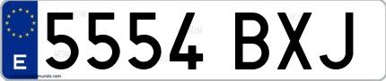 Ejemplo de matrícula española 5554 BXJ