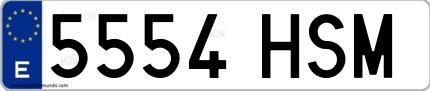 Ejemplo de matrícula española 5554 HSM