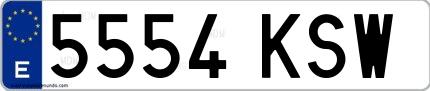 Ejemplo de matrícula española 5554 KSW