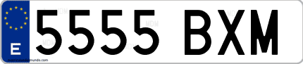Ejemplo de matrícula de coche ordinaria 5555 BXM