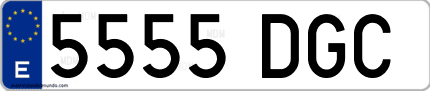 Ejemplo de matrícula de coche ordinaria 5555 DGC