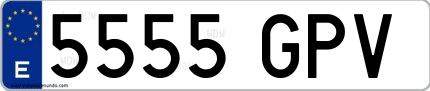 Ejemplo de matrícula española 5555 GPV