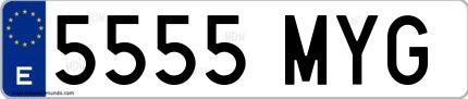 Ejemplo de matrícula española 5555 MYG