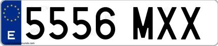 Ejemplo de matrícula española 5556 MXX
