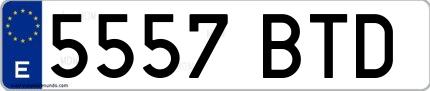 Ejemplo de matrícula española 5557 BTD