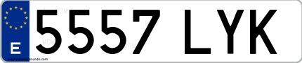 Ejemplo de matrícula española 5557 LYK