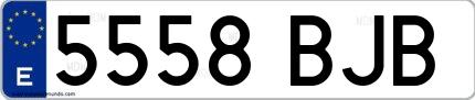Ejemplo de matrícula española 5558 BJB