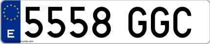 Ejemplo de matrícula española 5558 GGC