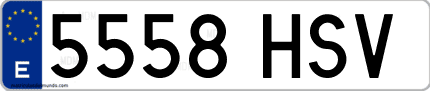 Ejemplo de matrícula de coche ordinaria 5558 HSV