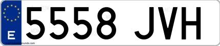 Ejemplo de matrícula española 5558 JVH