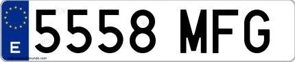 Ejemplo de matrícula española 5558 MFG