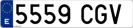 Ejemplo de matrícula española 5559 CGV