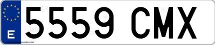 Ejemplo de matrícula española 5559 CMX