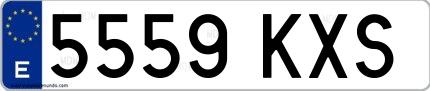 Ejemplo de matrícula española 5559 KXS